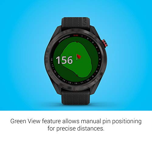 Garmin Approach S42, montre intelligente GPS de golf, légère avec écran tactile 1,2", parcours préchargés 42k+, lunette en céramique bronze et bracelet en silicone noir, 010-02572-10
