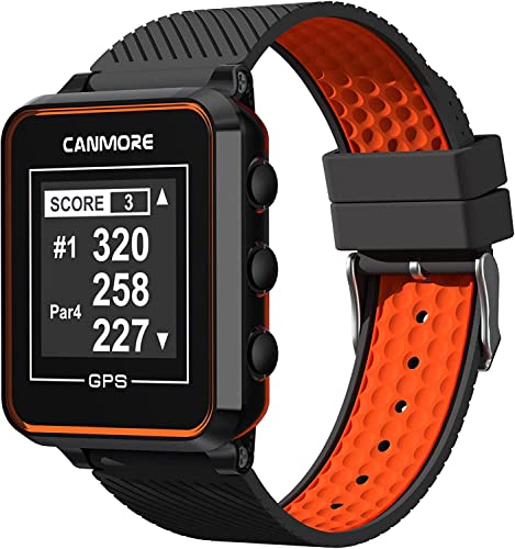 CANMORE TW353 Montre GPS de golf pour homme et femme, écran LCD à contraste élevé, mise à jour gratuite de plus de 40 000 parcours préchargés dans le monde, accessoire de golf léger essentiel pour golfeurs, orange