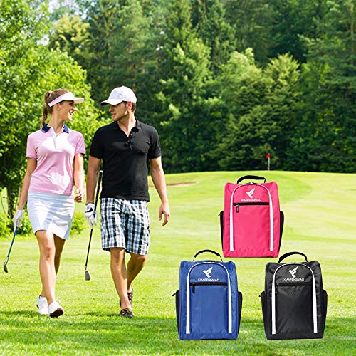 Sac à chaussures de golf pour hommes et femmes, sacs à chaussures de transport extérieurs à glissière avec ventilation et 3 poches externes pour accessoires de golf, - excellent cadeau de golf pour hommes ou femmes (bleu)